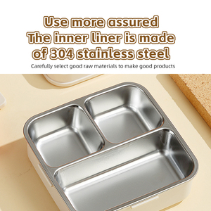 กล่องข้าวสแตนเลสลายการ์ตูนน่ารักแบบใหม่ พร้อมกล่องเบนโตะพลาสติกสแตนเลสสำหรับเด็ก - Product Image 3