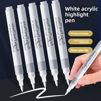 Marqueur à pointe souple en acrylique blanc avec logo personnalisé, encre permanente colorée pour dessin artistique, journal, surlignage, 6 mm, papier, tissu, anime
