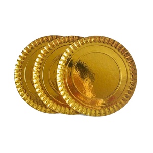 Vente en gros usine : Plateau à gâteau rond en carton argenté et doré, avec bord bleu, personnalisable OEM - Product Image 1