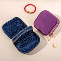Pochette de rangement pour bijoux en velours carrée pliable anti-poussière avec fermeture éclair, personnalisable avec logo promotionnel, sac cadeau