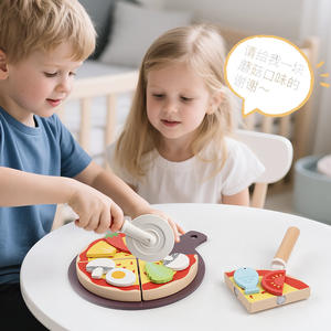 Jeu de <span class=keywords><strong>cuisine</strong></span> d'imitation pour enfants <span class=keywords><strong>en</strong></span> alliage d'aluminium, ensemble de simulation de découpe de pizza, fruits et légumes pour jeu de rôle - Product Image 4