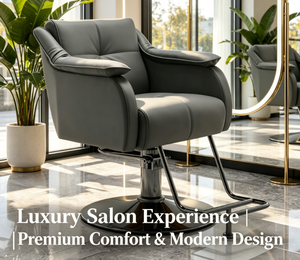 Silla de Peluquería Moderna y Minimalista al por Mayor, Silla de Barbero Giratoria Hidráulica de PU Gris Impermeable para Cadenas de Salones - Product Image 1