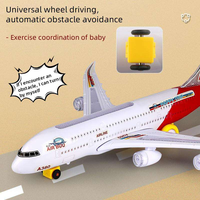 Mainan pesawat listrik untuk anak-anak, mainan pesawat terbang plastik warna-warni ukuran 45cm, Bump roda Universal dan Go Airbus A380