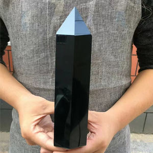 Obelisco di quarzo della grande torre di cristallo di ossidiana nera all'ingrosso per la guarigione - Product Image 6