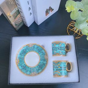 Nuevo Producto: Juego de 2 Tazas de Cerámica, Estilo Europeo Occidental, Juego de Café de Lujo para Sala de Estar, Tazas y Platillos de Porcelana para Té - Product Image 3