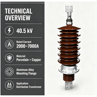 Bague isolante en porcelaine traversante 24 kV avec bride en aluminium, bague isolante haute intensité 6300~9800A pour transformateur