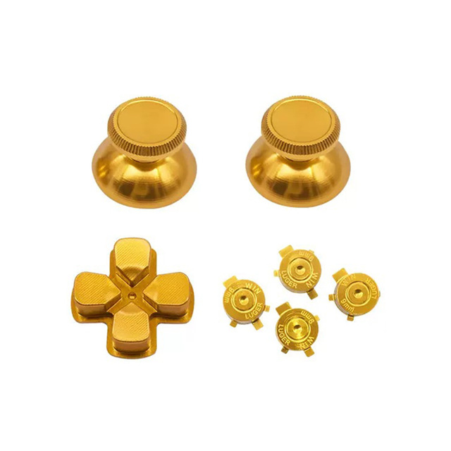 Replacement Game Accessories Full Set of 7 Metal Buttons Metal Joystick Caps D-pad ABXY Buttons for Ps5 Game Controller