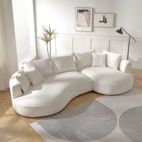 Canapé d'angle moderne en L compressé et incurvé, avec revêtement en tissu et rembourrage en mousse, idéal pour appartement, livré en boîte