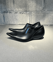 Mules à bout pointu exagéré, talon pliable de luxe, en cuir de veau vieilli, style Oxford Derby pour hommes, Mocassins Pasadena noirs