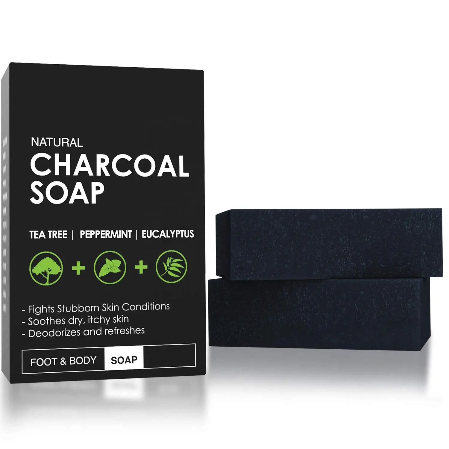 Lowest price OEM Black bamboo Charcoal Soap Bar Handmade vegan Foot Body Soap for Acne Blackheads Athletes For men women