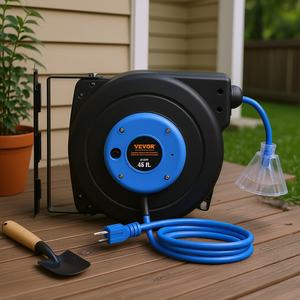 Enrouleur de câble rétractable Vevor 45 pieds 12AWG 3C SJTOW 15A pour usage extérieur et domestique en matériau PC - Product Image 2