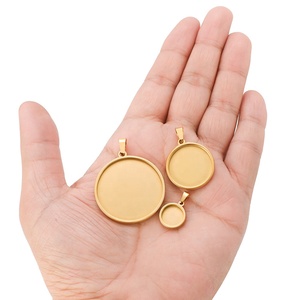 Bases de cabochons plaquées or pour la fabrication de bijoux, supports ronds vierges en acier inoxydable pour pendentifs - Product Image 6