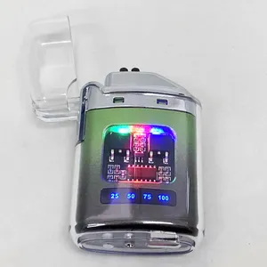 Wholesale Windproof Transparent USB Rechargeable Dual Arc Electric Lighter For Cigarettes