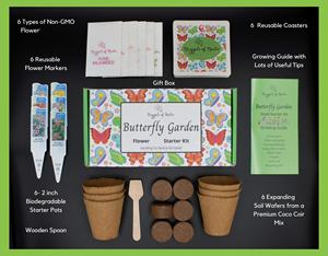 Kit <span class=keywords><strong>de</strong></span> démarrage <span class=keywords><strong>de</strong></span> jardin <span class=keywords><strong>de</strong></span> fleurs <span class=keywords><strong>de</strong></span> papillon plantes sauvages comprenant l'asclépiade Coreopsis Cosmos <span class=keywords><strong>Zinnia</strong></span> pour la culture suspendue au sol - Product Image 2