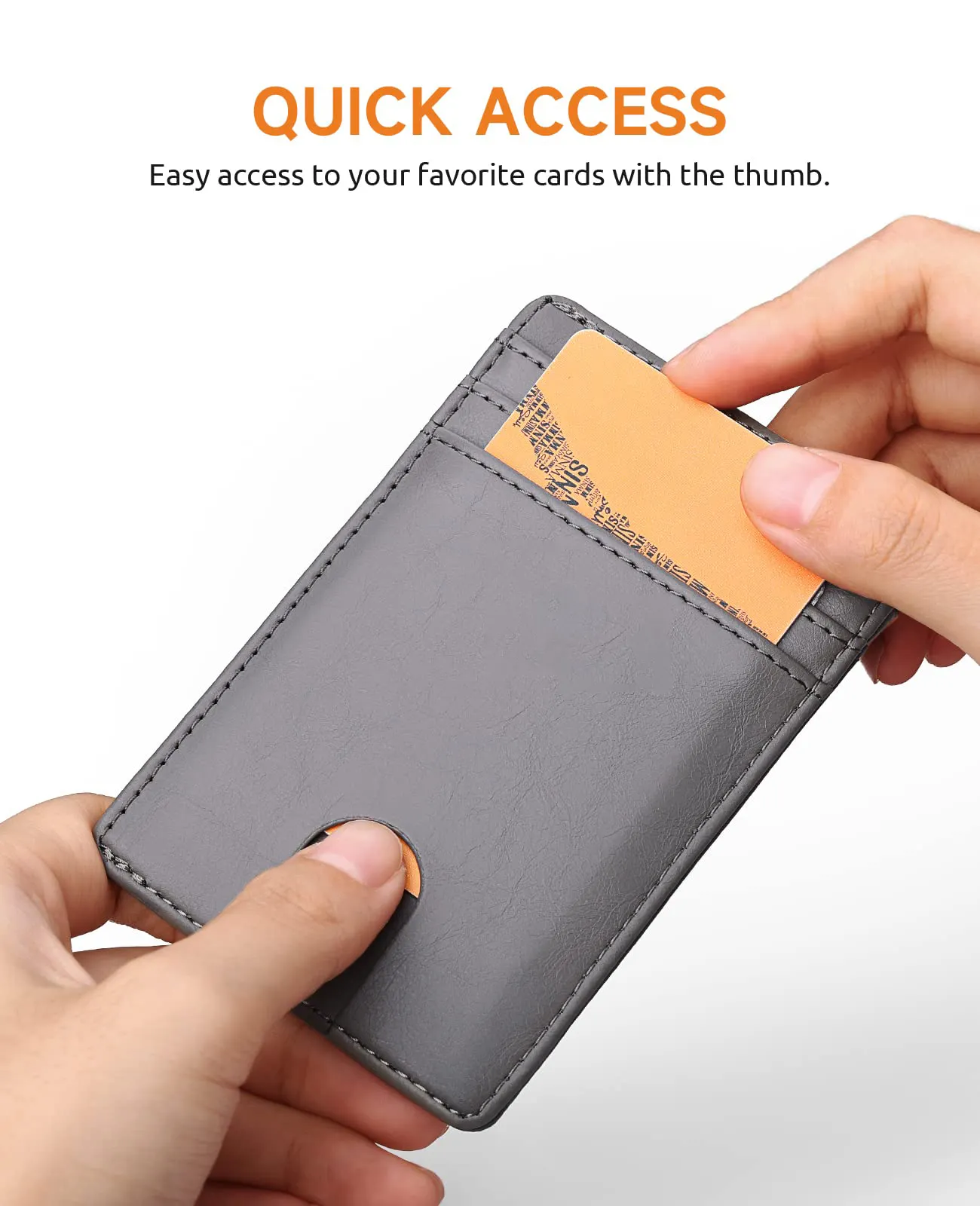 Minimalista porta carte di credito con tasca anteriore sottile in pelle con blocco RFID portafoglio sottile da uomo