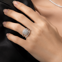 Ensemble de mariage en argent sterling 925 avec bague de fiançailles double halo ronde brillante de 0,5 ct pour femme, bagues empilables pour mariage