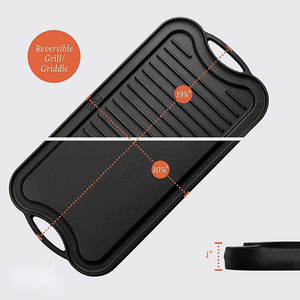 Reversible Double Sides Griddle Plate 2 in 1 Cast Iron <strong>Induction</strong> Grill <strong>Pan</strong> Griddle Plate for Gas Stove - Product Image 2