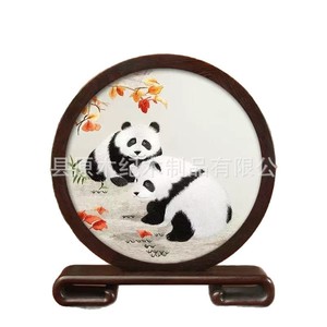 Suzhou Embroidery Display Frame Round <b>Solid</b> <b>Wood</b> <b>Desk</b> Ornament Traditional Chinese Style Living Room Bedroom Decor - Product Image 4