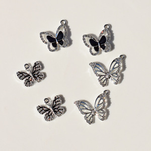 Pendentif papillon en alliage de zinc incrusté de strass pour la fabrication de boucles d'oreilles, composants de bijoux DIY - Product Image 3
