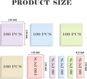Pastel Color Sticky Notes Set-Assorted Sizes Self-Adhesive <b>Memo</b> <b>Pads</b> Smooth Writing Reusable Customizable Gift Promotion - Product Image 2