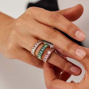 แหวนสแตนเลสคุณภาพสูง 18k ประดับเพชรซิคอน ดีไซน์ทันสมัย ไม่ลอก ไม่หมอง แหวนเฉพาะกลุ่ม เครื่องประดับสำหรับผู้หญิง - Product Image 4