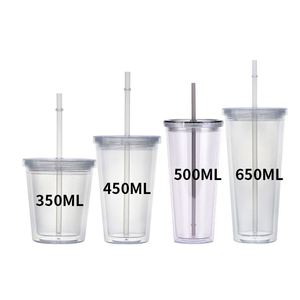 Gobelet réutilisable en plastique à double paroi pour bubble tea 450 ml avec paille, impression sérigraphique de logo personnalisé - Product Image 3