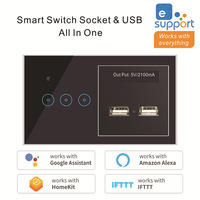 Prise murale intelligente Wi-Fi multifonctionnelle tout-en-un avec USB, 10A 240V, étanchéité IPX7, contrôle à distance via application, compatible Alexa et Google Home