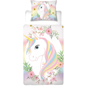 Single Size Unicorn <strong>Duvet</strong> Cover Set Rainbow Unicorn Print Bedding Set for <strong>Toddler</strong> Girls - Product Image 5