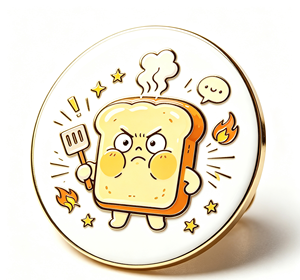 Pin de Solapa Redondo Personalizado con Diseño de Pan de Dibujos Animados, Insignia de Aleación de Zinc Plateada, Pin Promocional de Regalo - Product Image 2