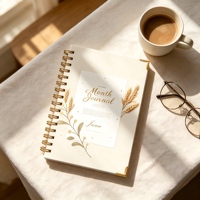 Cuaderno de Diario Mensual con Diseño Floral Personalizado, Papel de Escritura Grueso de Primera Calidad, Encuadernación de Alambre Doble Dorado, Agenda con Tapa Dura