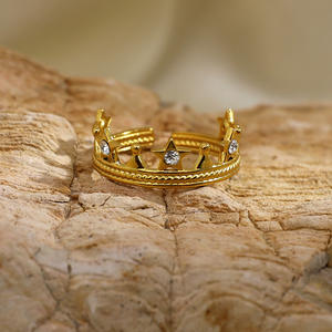 Anillos de Moda Chapados en Oro, Diseño Abierto, Forma Geométrica, Joyería de Fiesta para Mujer, Círculos Irregulares, Patrón de Corazón, Origen Yiwu - Product Image 4