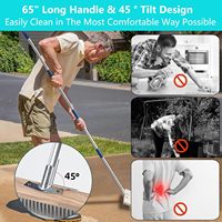 Brosse à récurer le béton - Balai à fil métallique pour béton avec manche de 62 pouces - Brosses de nettoyage pour terrasses et sols, pour éliminer le mousse