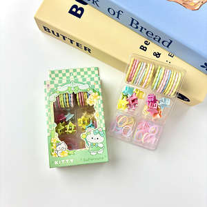 Cute Star Group Six Compartment Box Hair Ties With Bow Cartoon Geometric <b>Candies</b> For Kids Daily Use - Product Image 3