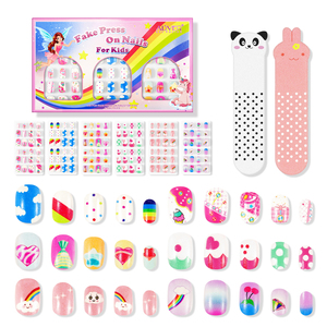 Aliver 144Pcs 6 Pack Presse sur les Ongles pour Enfants Enfants Acrylique Faux Ongles Arc-En-Bonbons Collection Éléments Ongles - Product Image 5