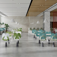 Ensemble table et chaises de salle à manger 4 places en plastique moderne et minimaliste avec plateau en acrylique pour cafétérias d'étudiants, restaurants, employés et fast-foods
