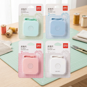 Cinta Métrica Mini Deli de 2m, Retráctil Automática, Hoja de Acero Inoxidable, Bloqueo con Botón, Cuerpo de Plástico, Color Aleatorio - Product Image 2