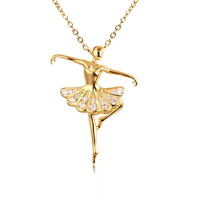 Collier tendance en argent sterling 925 plaqué or 18 carats avec zircon, motif ballerine, par Grace Jewelry Manufacturer
