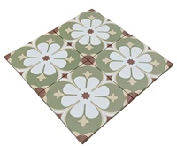 Carrelage en céramique vintage marocain en terre cuite motif étoile et feuille 200x200mm, finition mate, résistant à l'usure, pour murs et sols intérieurs, garantie 3 ans