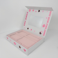 Boîte cadeau rigide magnétique personnalisée en papier écologique avec fenêtre, insert divisé, emballage pliable, petite boîte cadeau, sac en papier