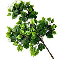 Tiges de feuilles de bougainvillier artificielles, fausses feuilles avec fleurs pour la création de paysages extérieurs, la décoration florale de mariages, maisons et hôtels