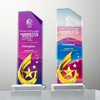 Trofeo de Cristal Moderno, Portátil, Ecológico y Colorido con Grabado de Letras en Relieve para Debates Escolares