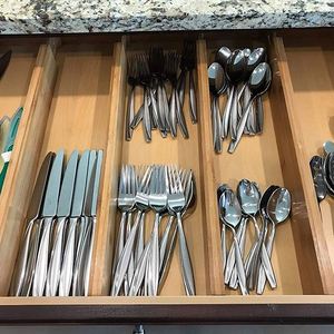 Adjustable Natural Bamboo <b>Drawer</b> Divider with Non-Slip Ends for Kitchen Cabinet - Product Image 6