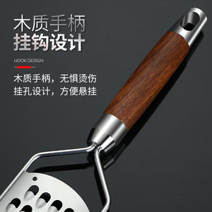 Stainless Steel Grater With <b>Wooden</b> Handle 304 Metal Manual Handheld For Cheese Fruit Vegetable Baking Zest - Product Image 5