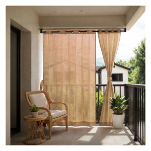 Sand Dune <b>Eyelet</b> Outdoor <b>Curtains</b> 180 GSM with Warm Beige Tone and Soft Light Filtering Fabric for Elegant Balcony Patio - Product Image 1