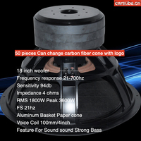 Caisson de basses pour voiture 18 pouces Competition Sub RMS 1800W 4 pouces VC Strong Punch Bass Speaker 18 "3600W SPL Car Subwoofer
