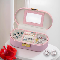 Doble capa de gama alta PU cuero mujer joyería anillos pulsera pendientes almacenamiento contenedor cajas