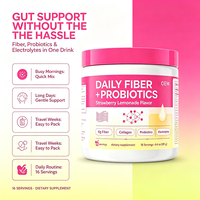 Complément alimentaire OEM Daily Fiber Plus Probiotiques avec 4g de fibres, collagène et électrolytes, 16 portions, poids net 6,4 oz (181 g)