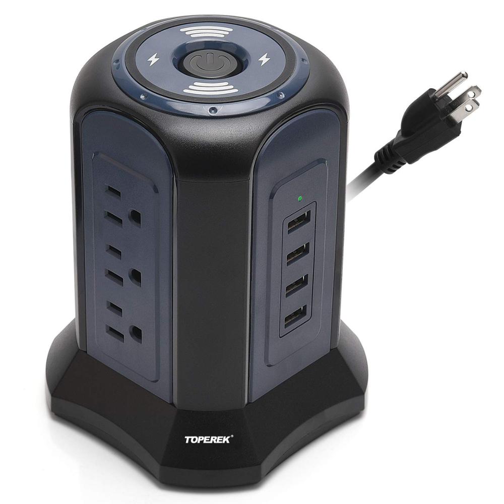 AC110V-250V US электрическая вилка вертикальный смарт-розетка 9 нами розетки 4 порта USB 6 футов кабеля питания полоски