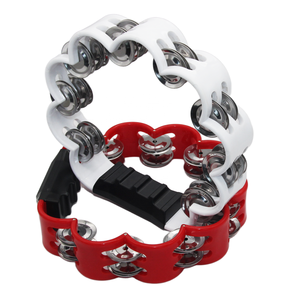 Pandereta <span class=keywords><strong>de</strong></span> percusión <span class=keywords><strong>de</strong></span> mano roja y blanca <span class=keywords><strong>de</strong></span> fábrica <span class=keywords><strong>china</strong></span>, accesorio para instrumentos musicales - Product Image 3