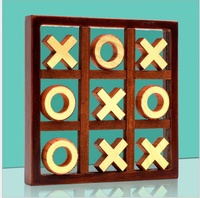 Jouets montessori en bois, classique Tic-Tac-Toe Puzzle Jeu de société Noughts and Crosses Jeu Meilleur pour les enfants Casse-tête Puzzle